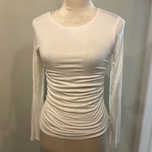 Wasabi + Mint Elegant Cream Long Sleeve Ruched Women's Top Size Small